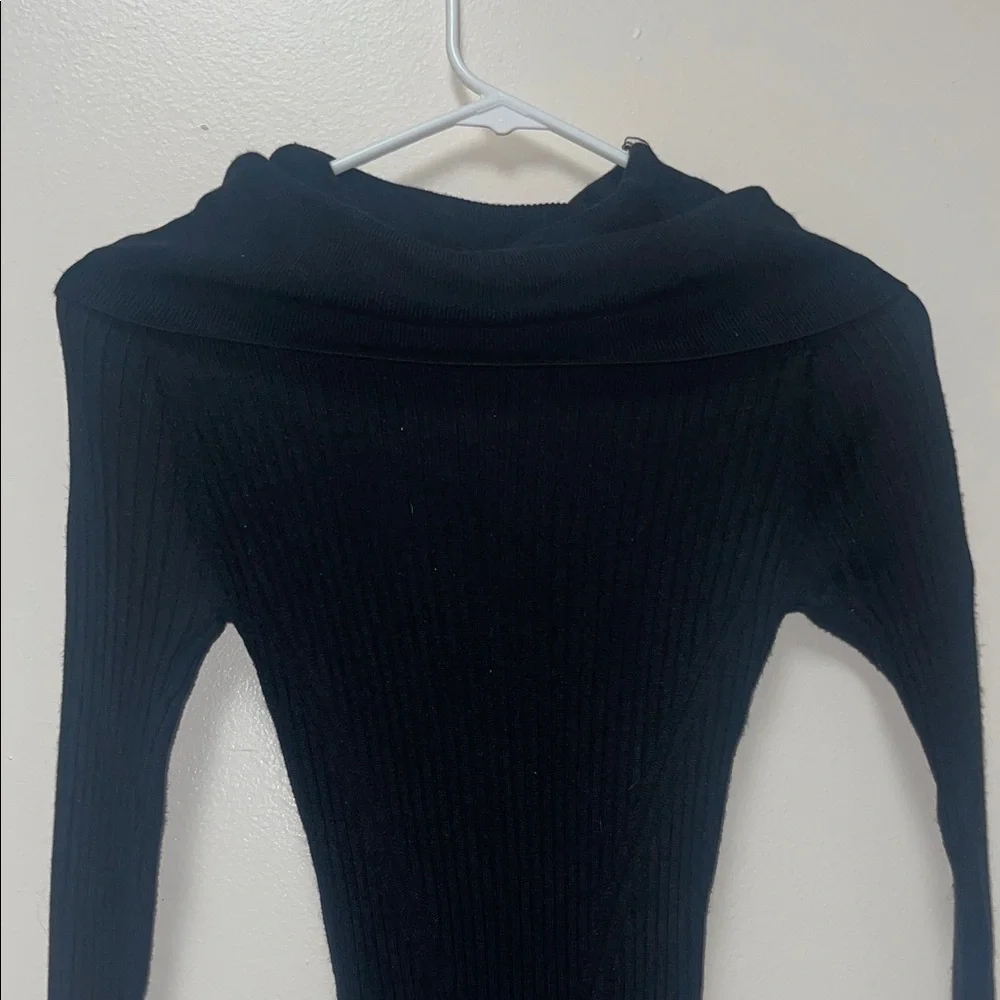 Black Ribbed Knit Dress - Picture 2 of 6